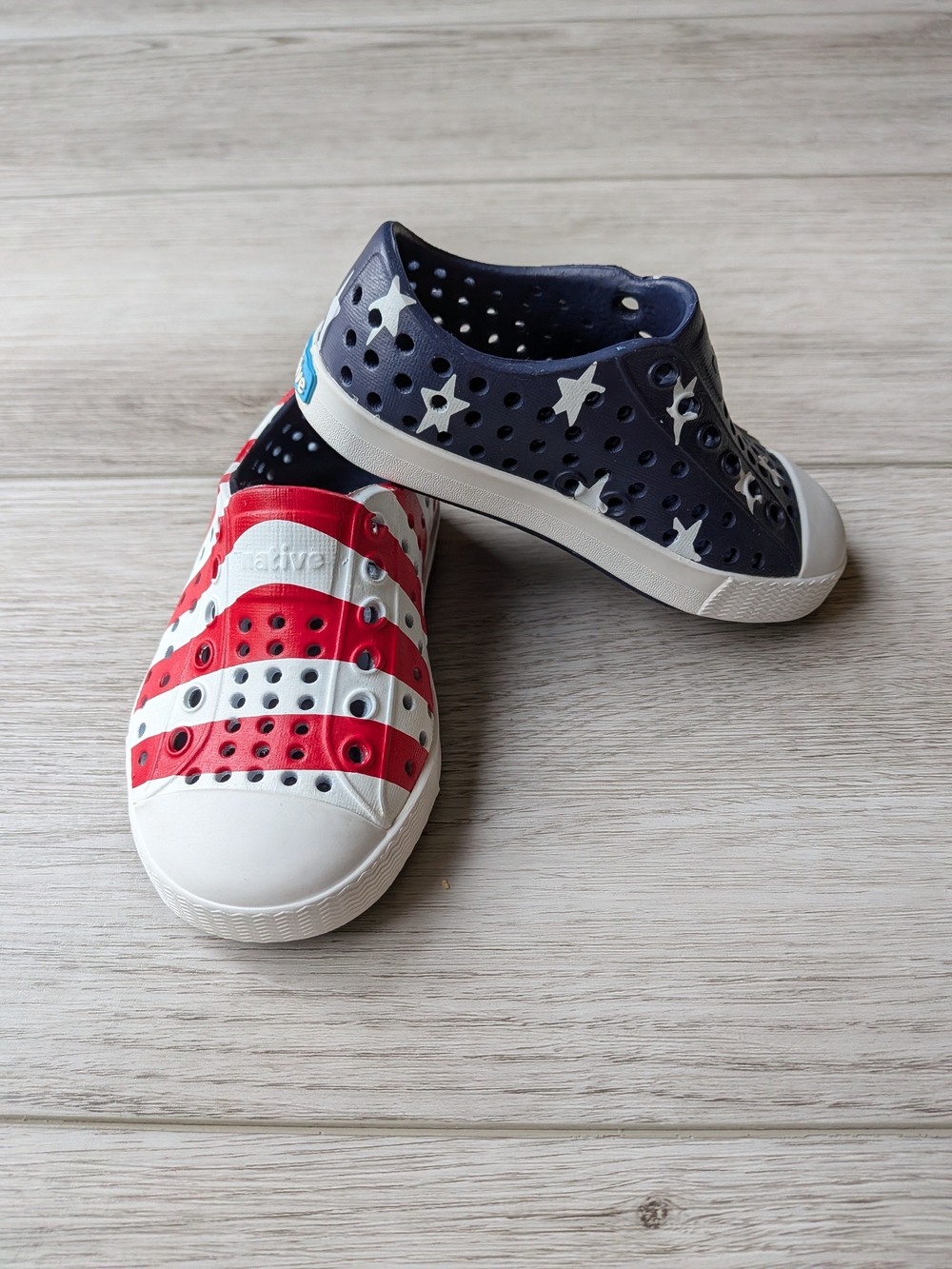 Native Kids Red & Navy Star Striped Slip-On Water Shoes